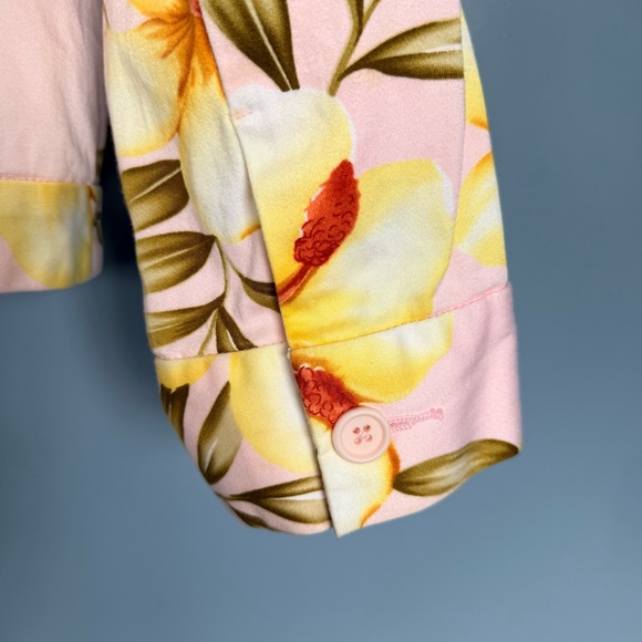 Jamaica Bay Floral Pink Cotton Blazer Jacket Large - Picture 9 of 9